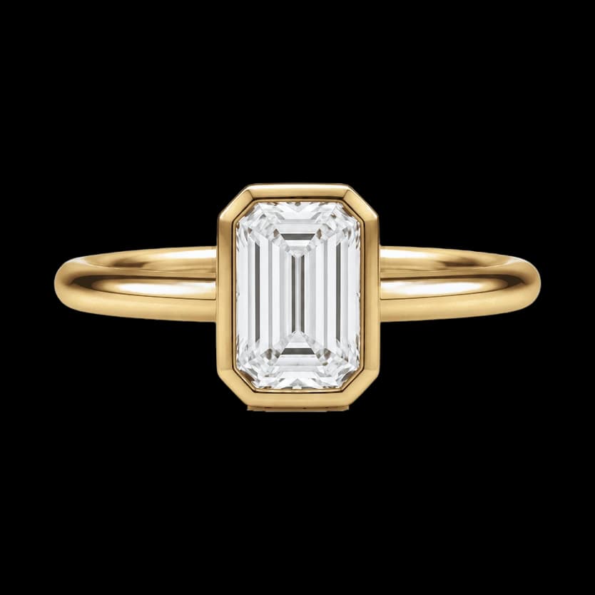 Emerald bezel yellow gold ring