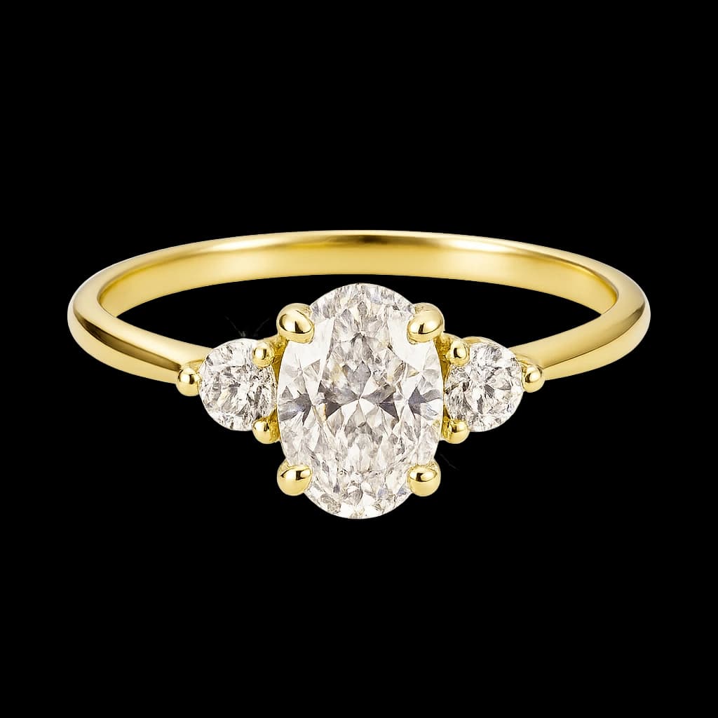 Oval trilogy diamond ring