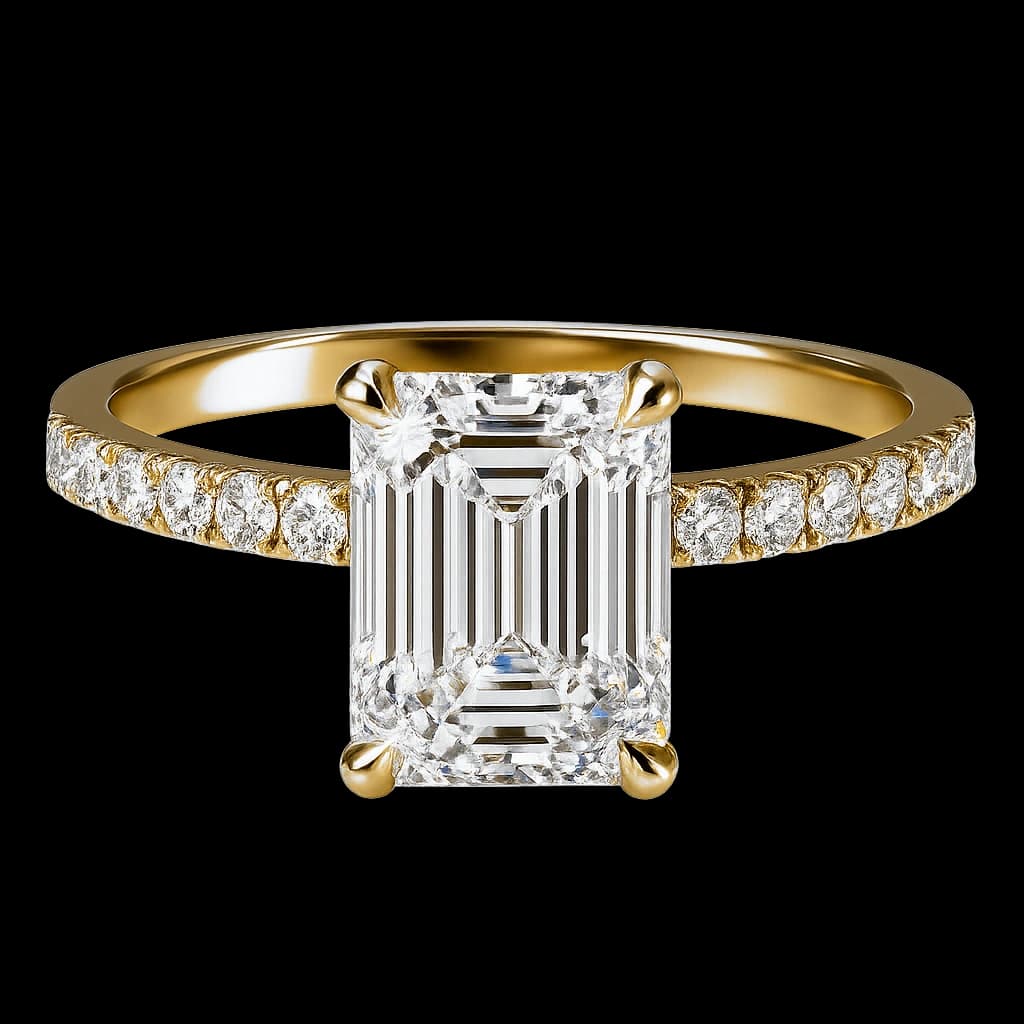 Emerald diamond engagement ring