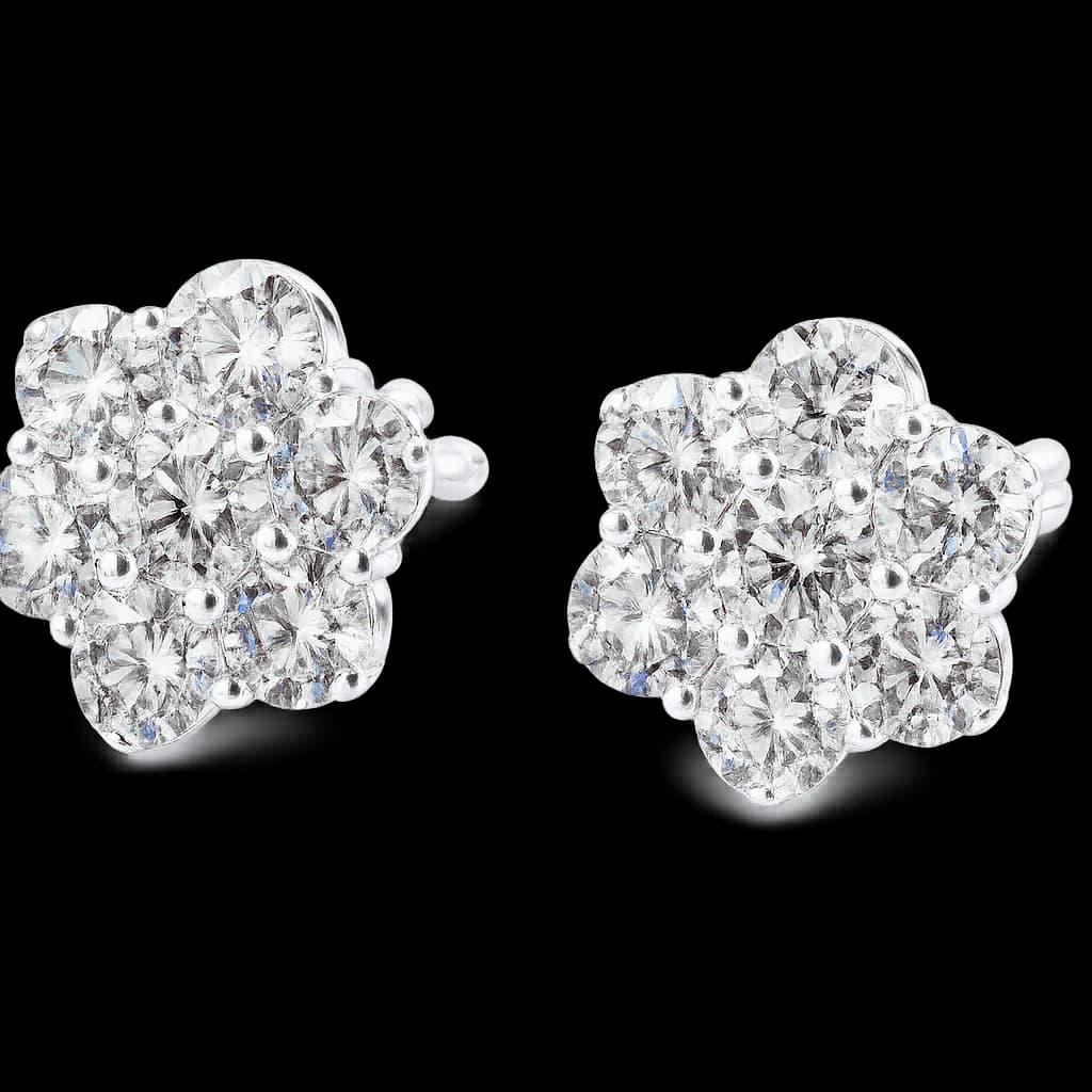 Classic diamond flower earrings