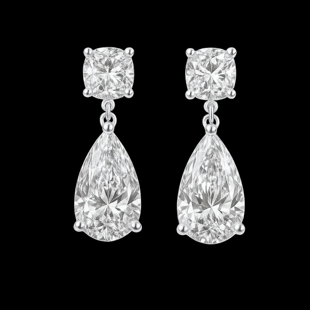 Dangling pear diamond earrings