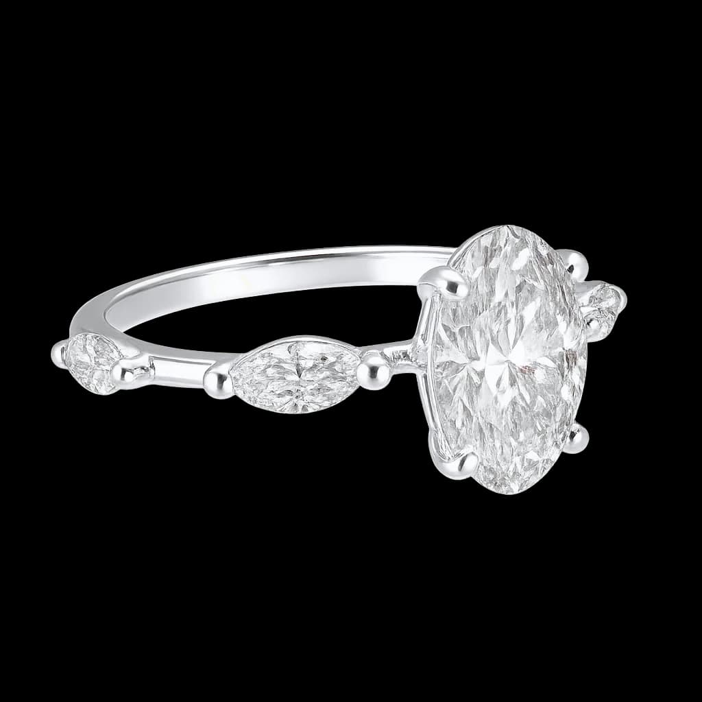Marquise diamond side-stone ring