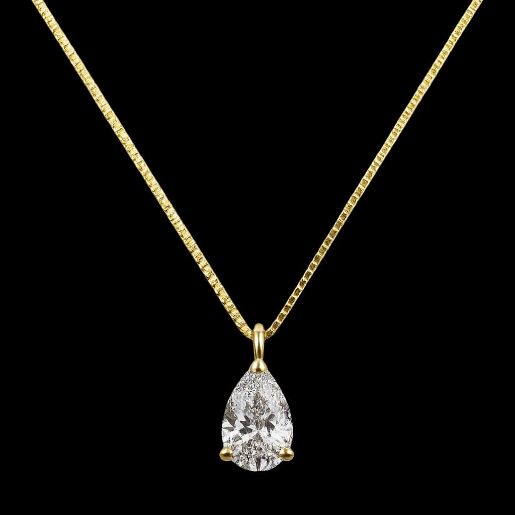 Pear diamond pendant yellow gold