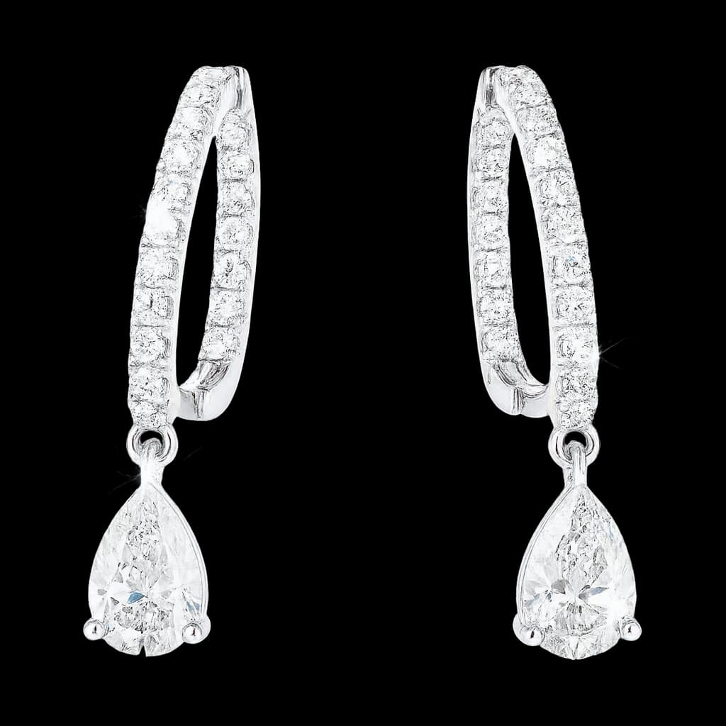 Pear diamond hoop earrings