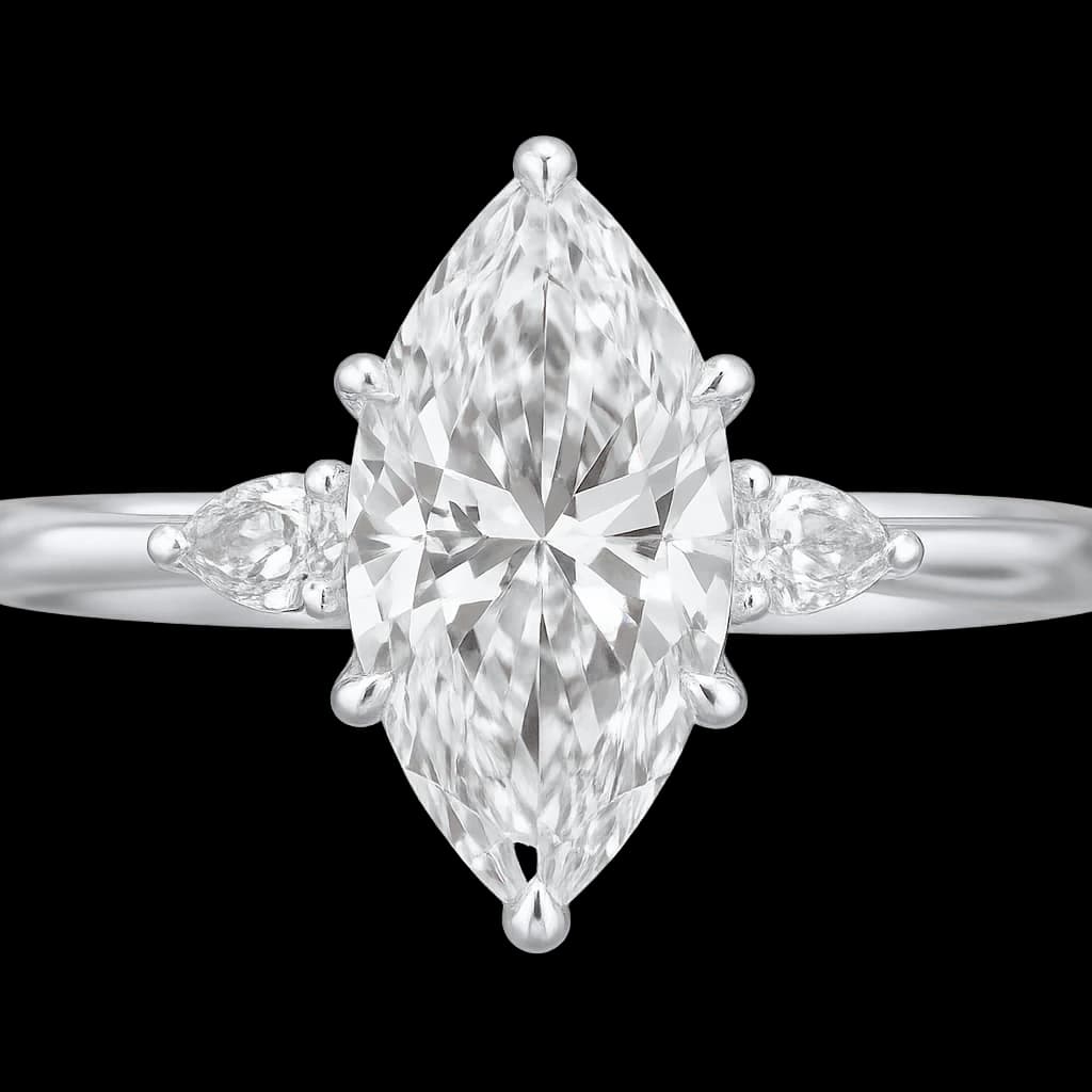 Marquise diamond side-stone ring