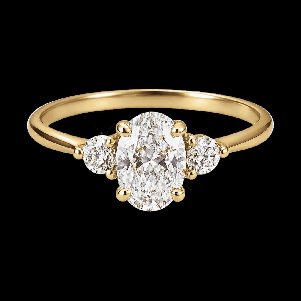 Oval trilogy diamond ring