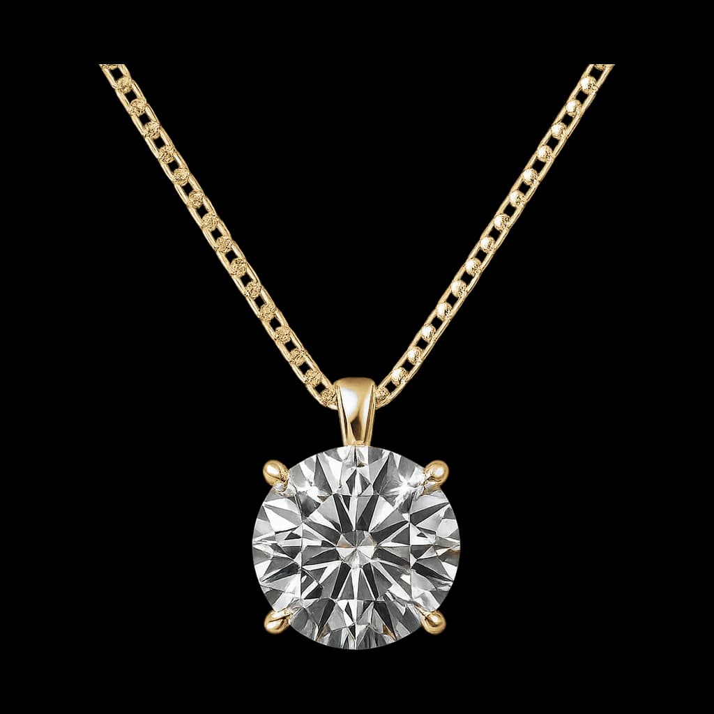 Yellow gold round solitaire pendant