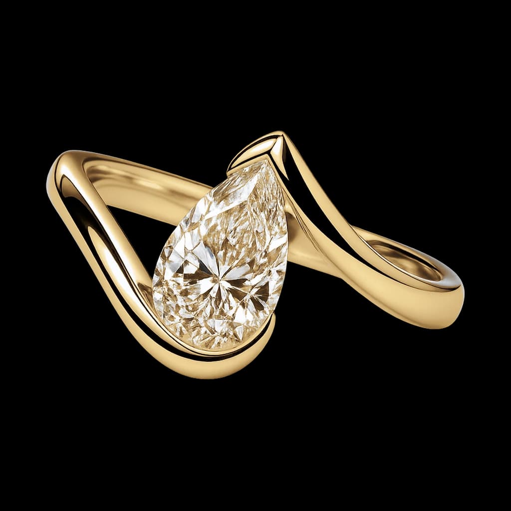 Pear diamond gold ring