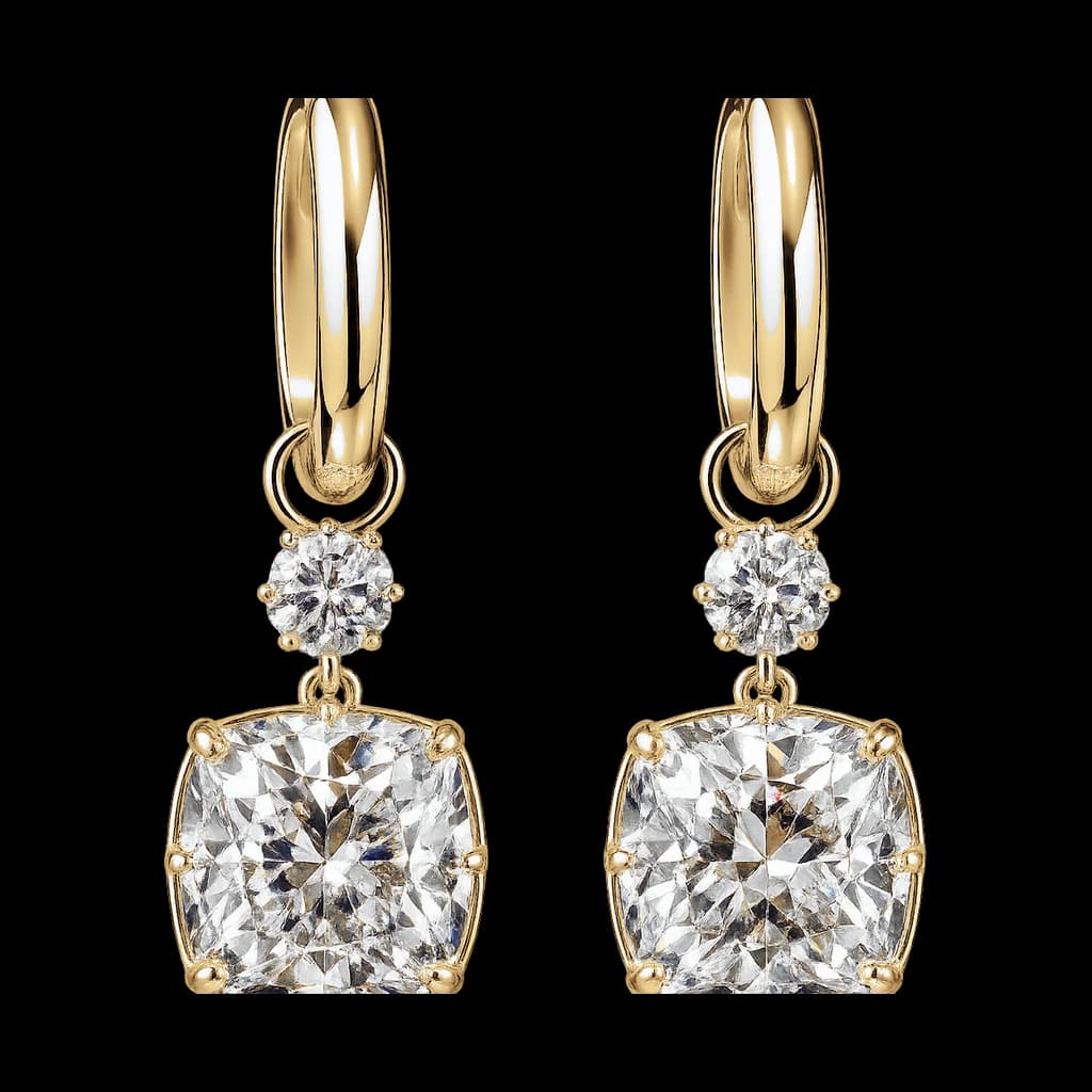 Cushion drop diamond earrings