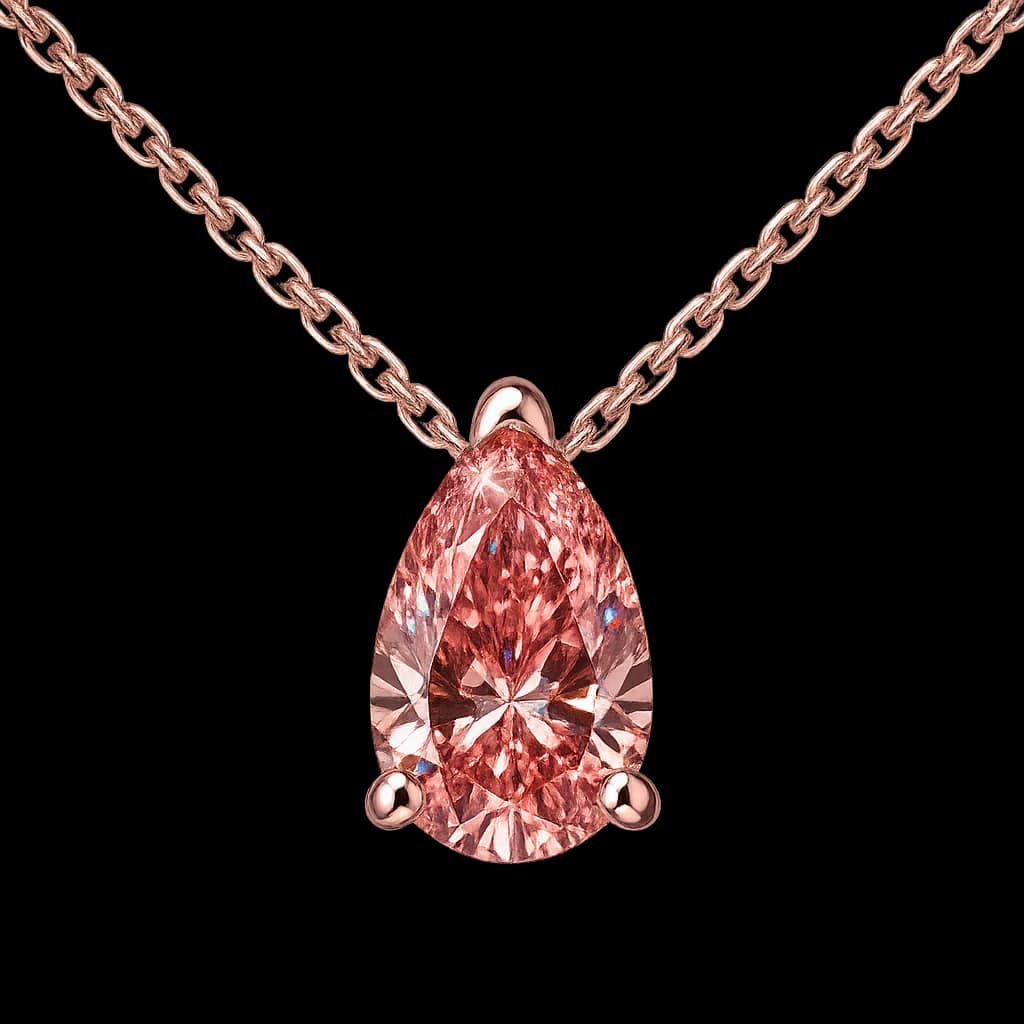 Pink pear diamond pendant