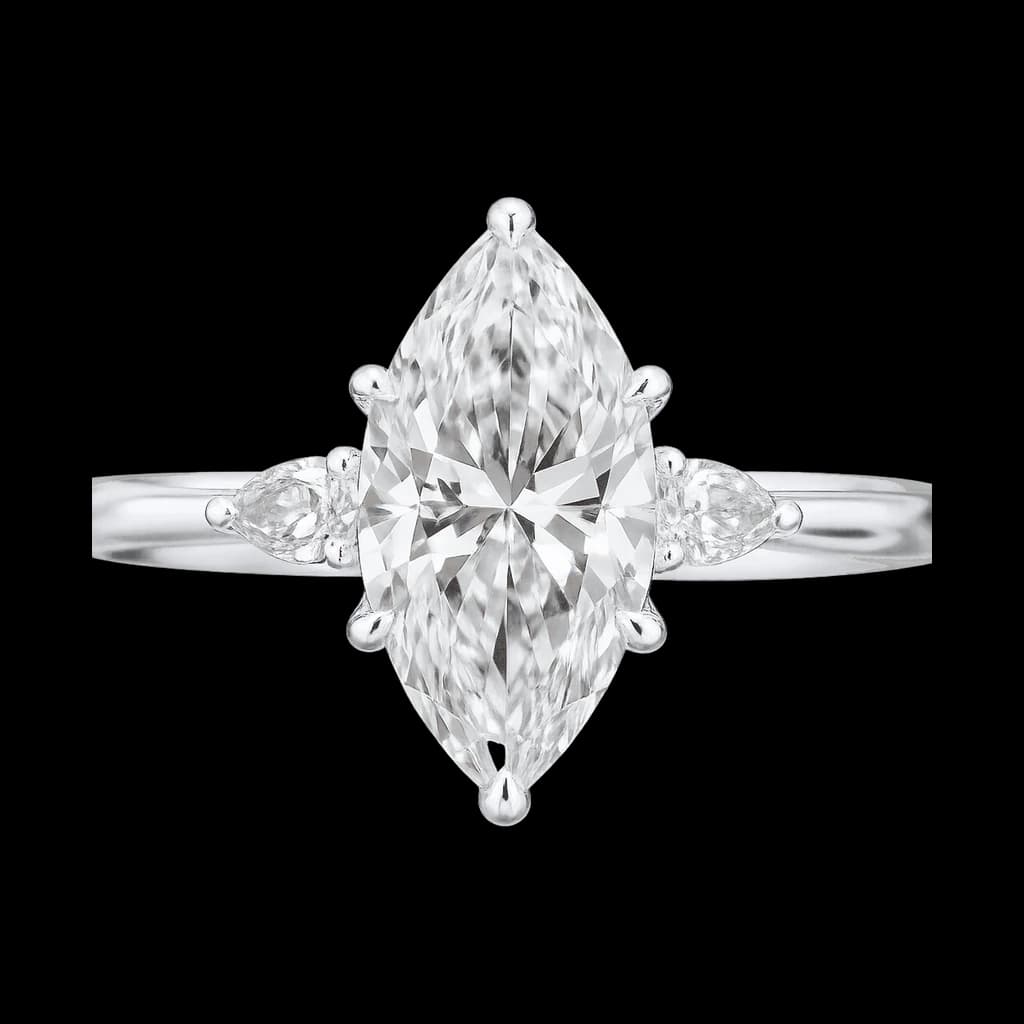 Marquise diamond side-stone ring