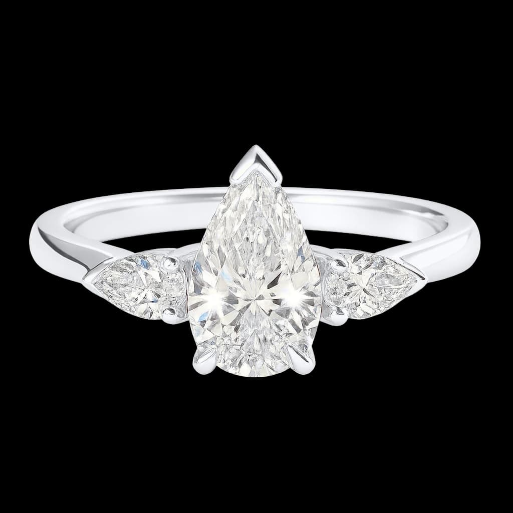 Pear three-stone diamond ring