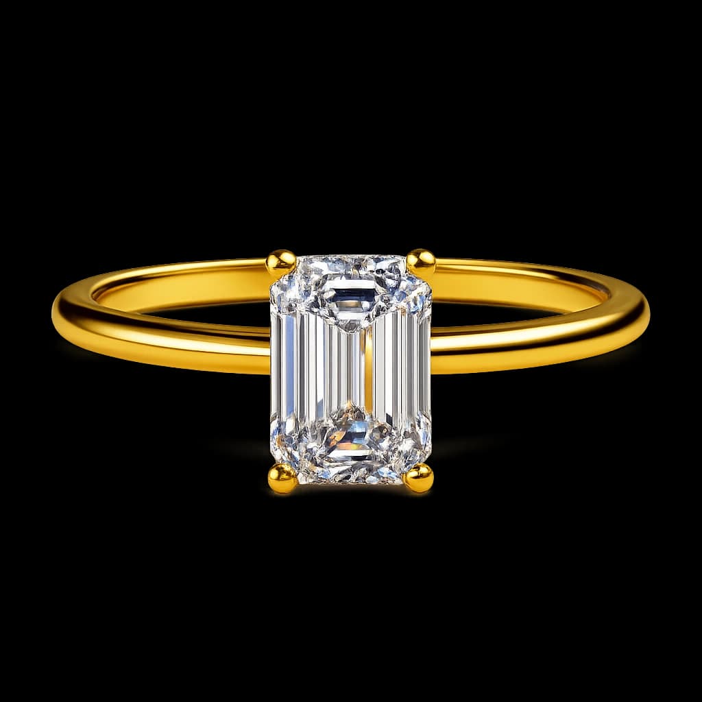 Emerald solitaire engagement ring