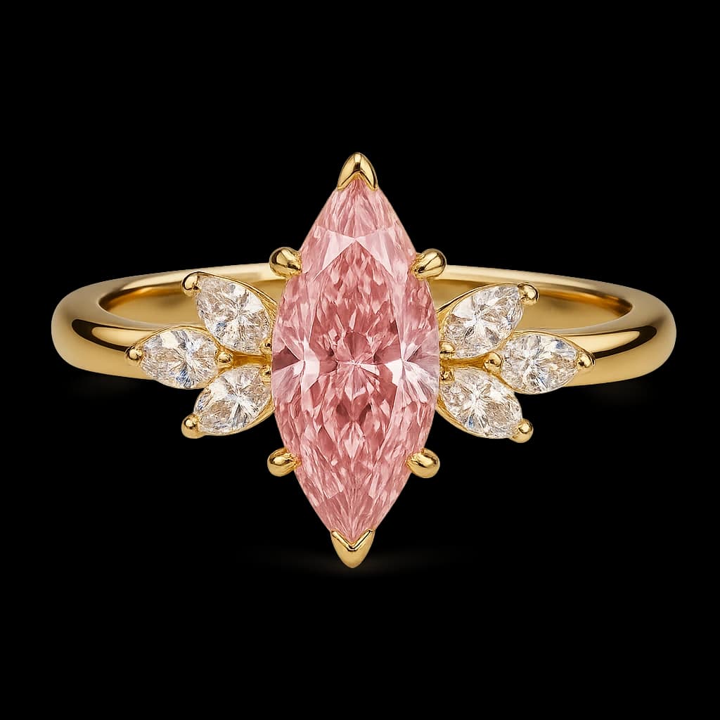 Pink marquise diamond ring