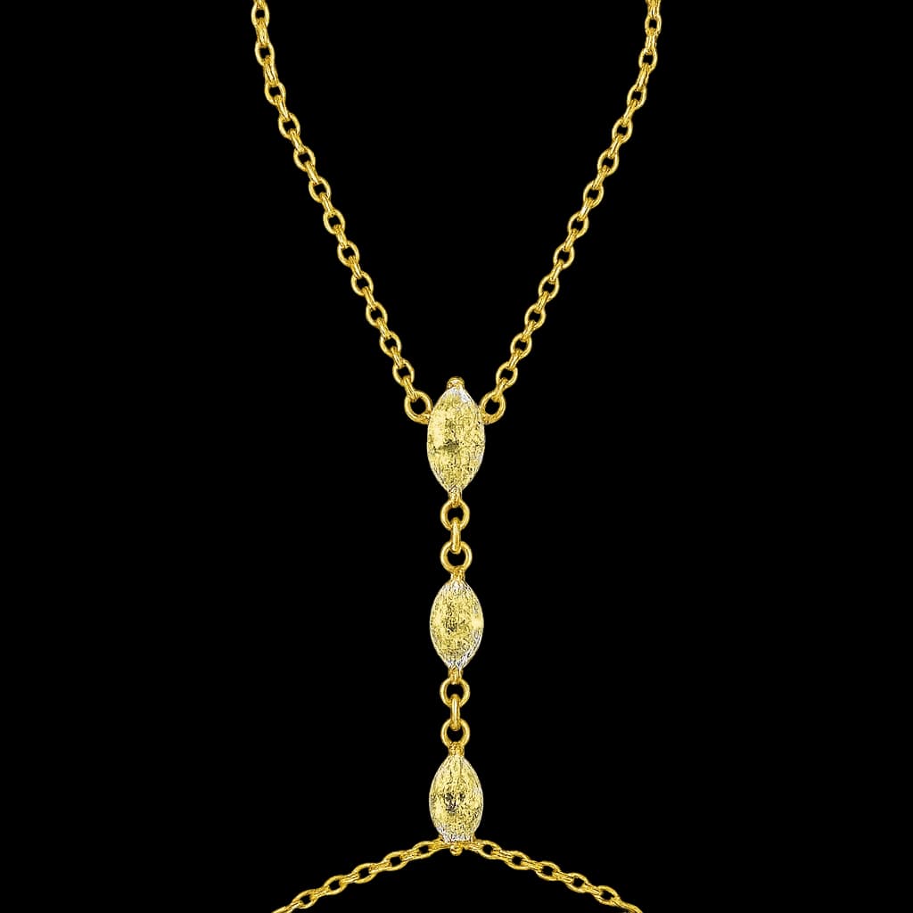 Gold hand chain with stones
