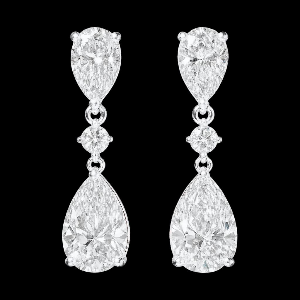 Dangling pear diamond earrings