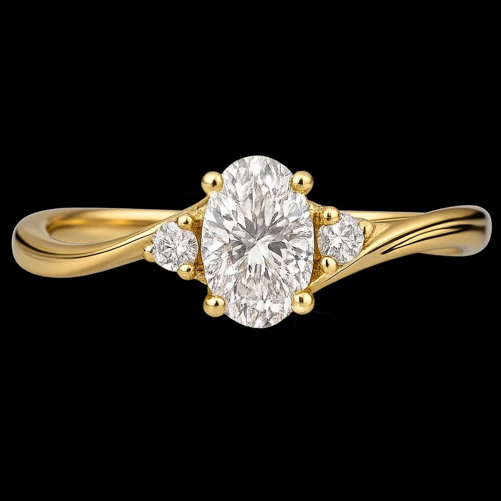 Oval side-stone engagement ring