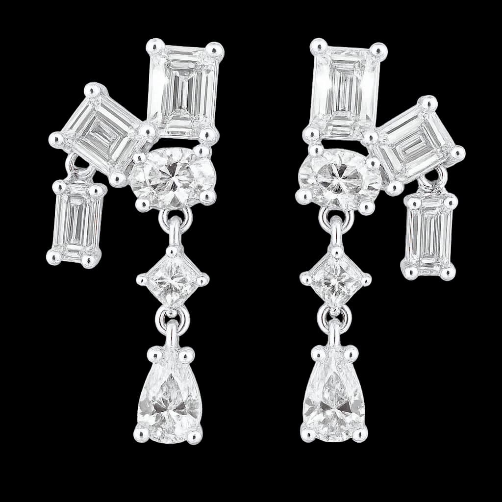 Geometric diamond drop earrings