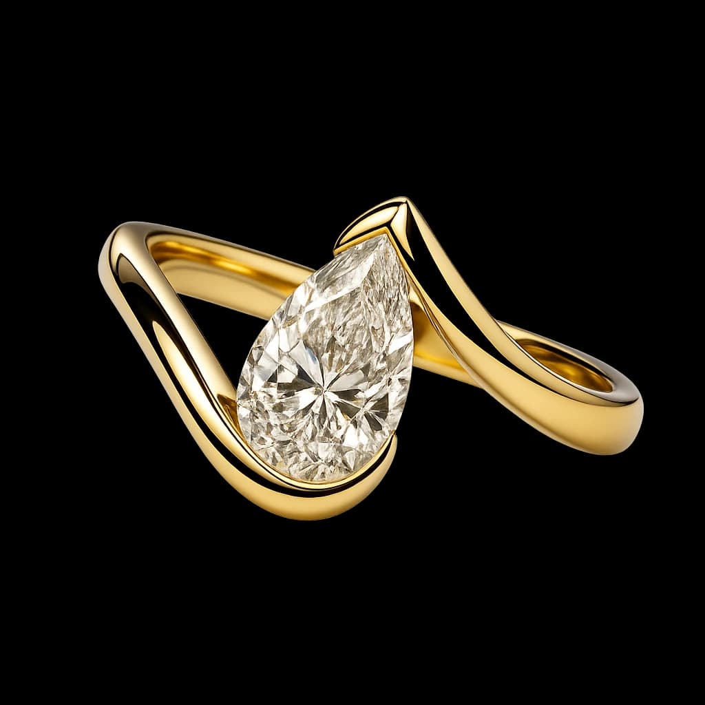 Pear diamond gold ring