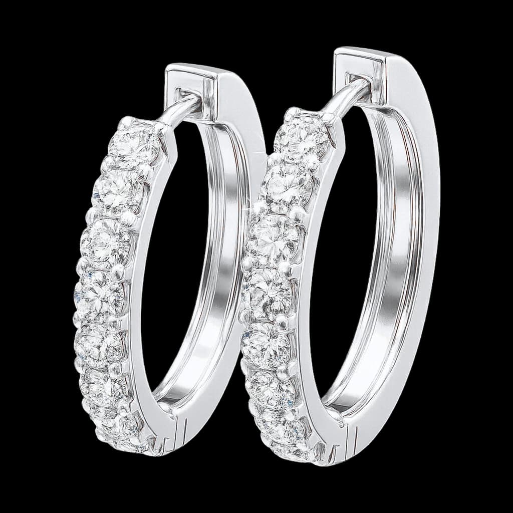 White gold diamond hoop earrings