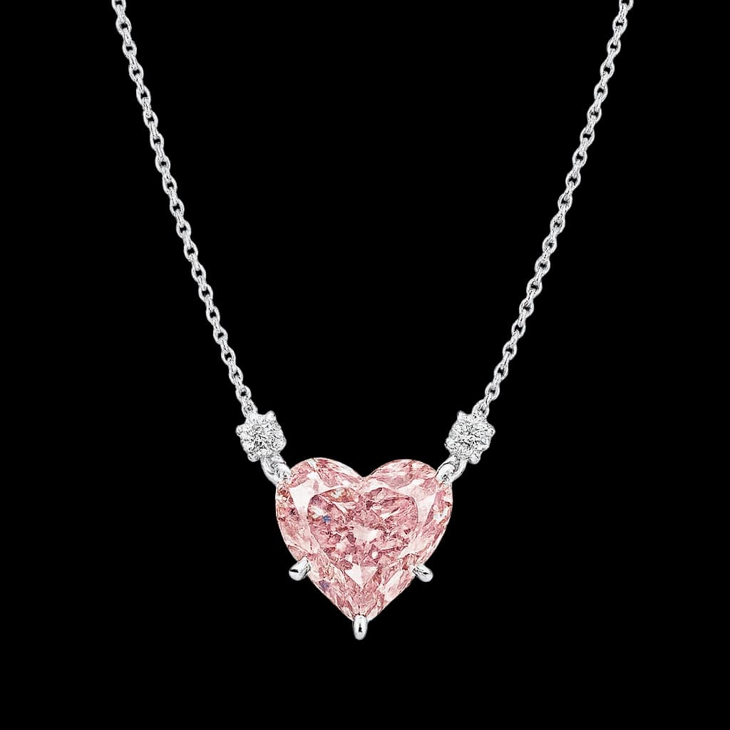 Pink heart diamond necklace