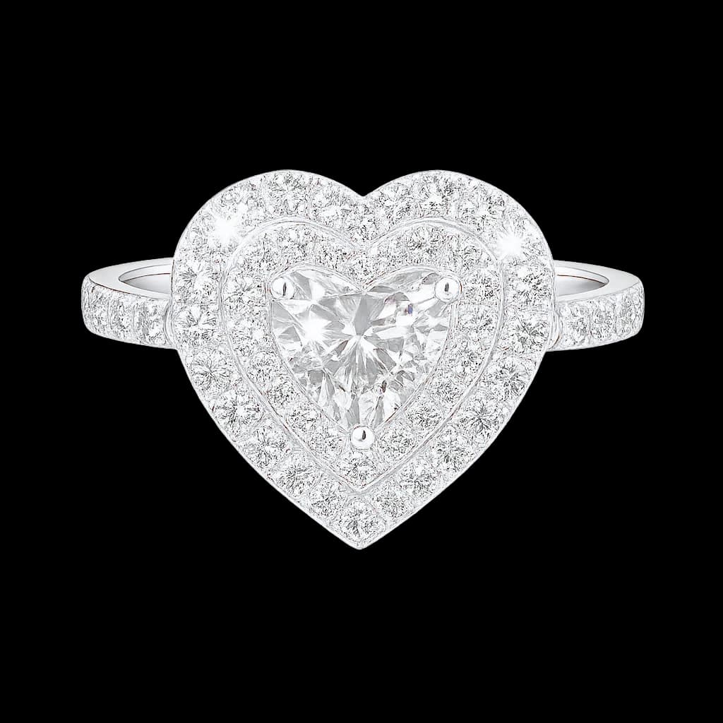Double halo heart diamond ring