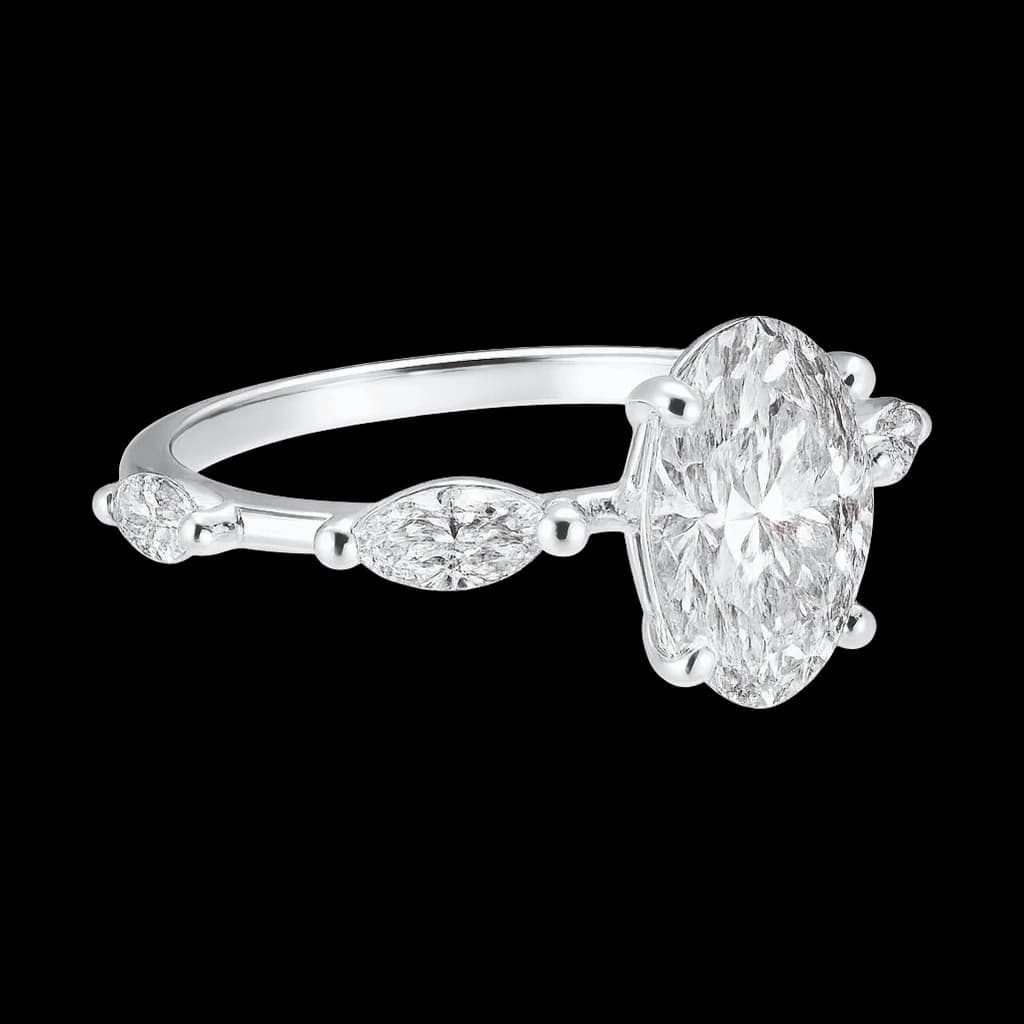 Marquise diamond side-stone ring