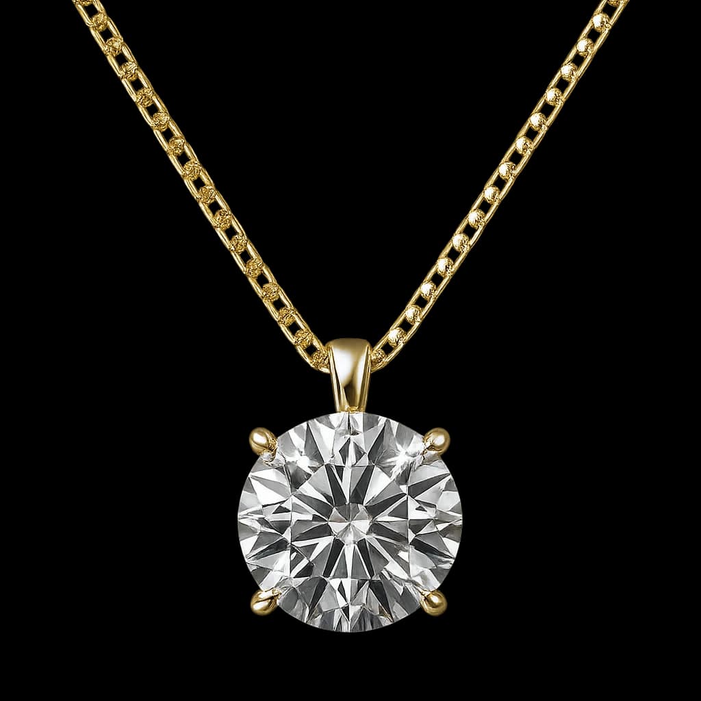 Yellow gold round solitaire pendant