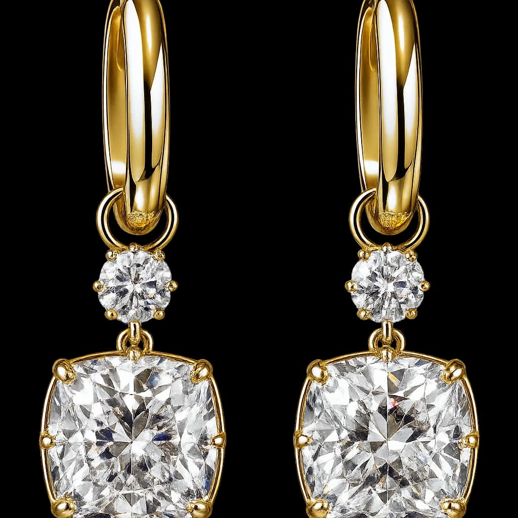 Cushion drop diamond earrings