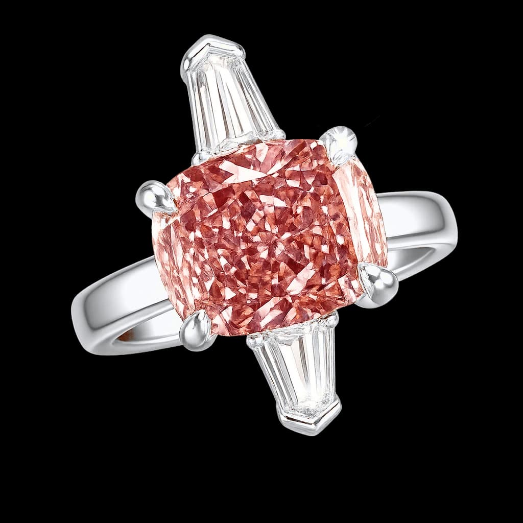 Cushion pink diamond ring