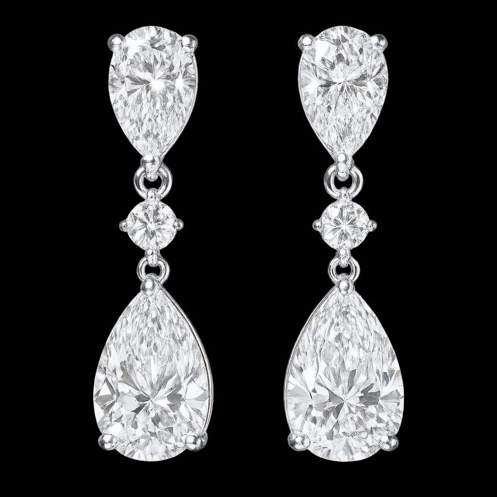 Dangling pear diamond earrings