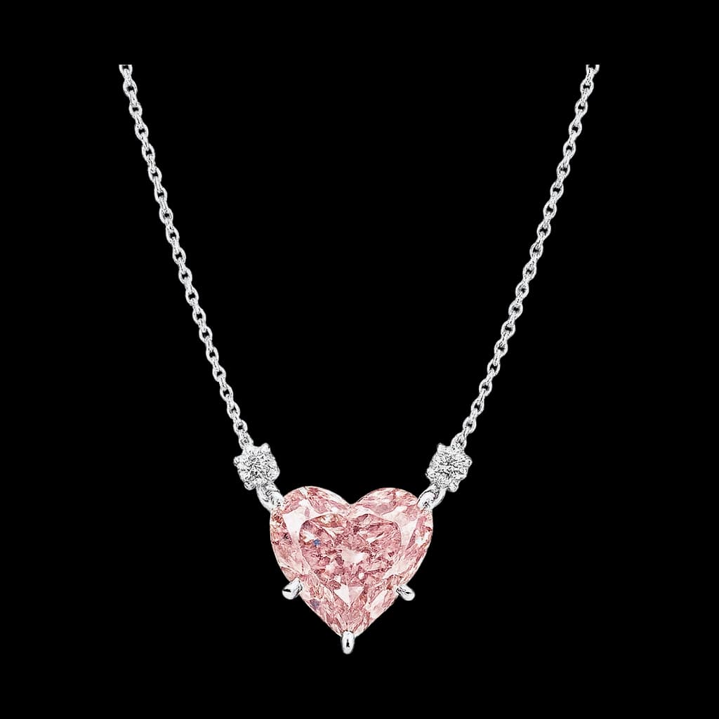 Pink heart diamond necklace