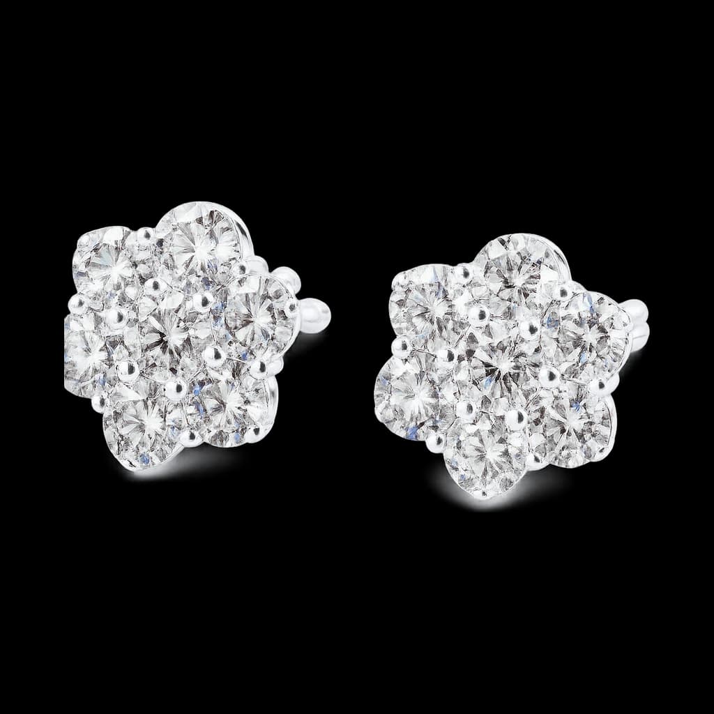 Classic diamond flower earrings