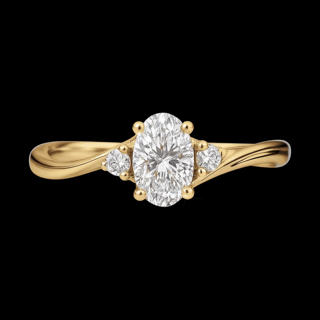 Oval side-stone engagement ring