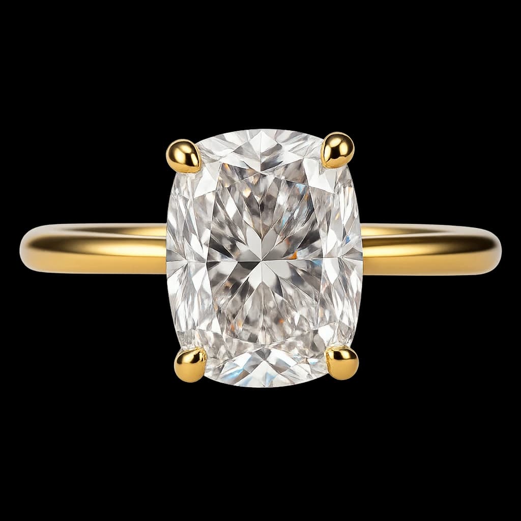 Cushion solitaire engagement ring