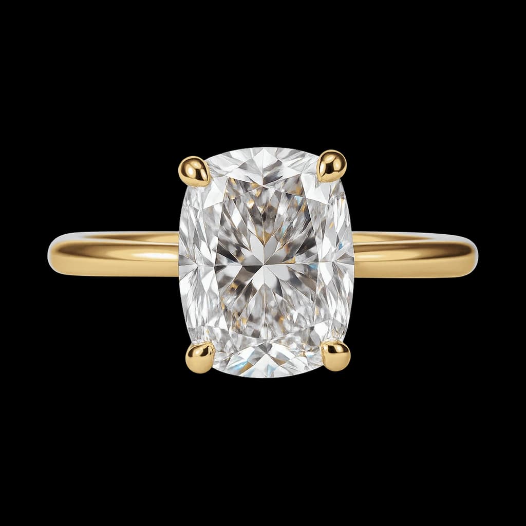 Cushion solitaire engagement ring