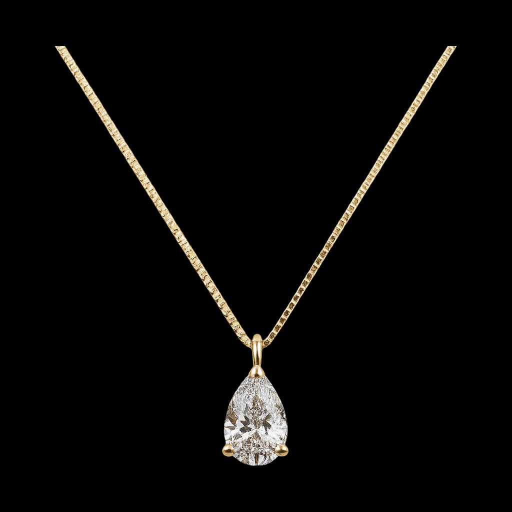 Pear diamond pendant yellow gold