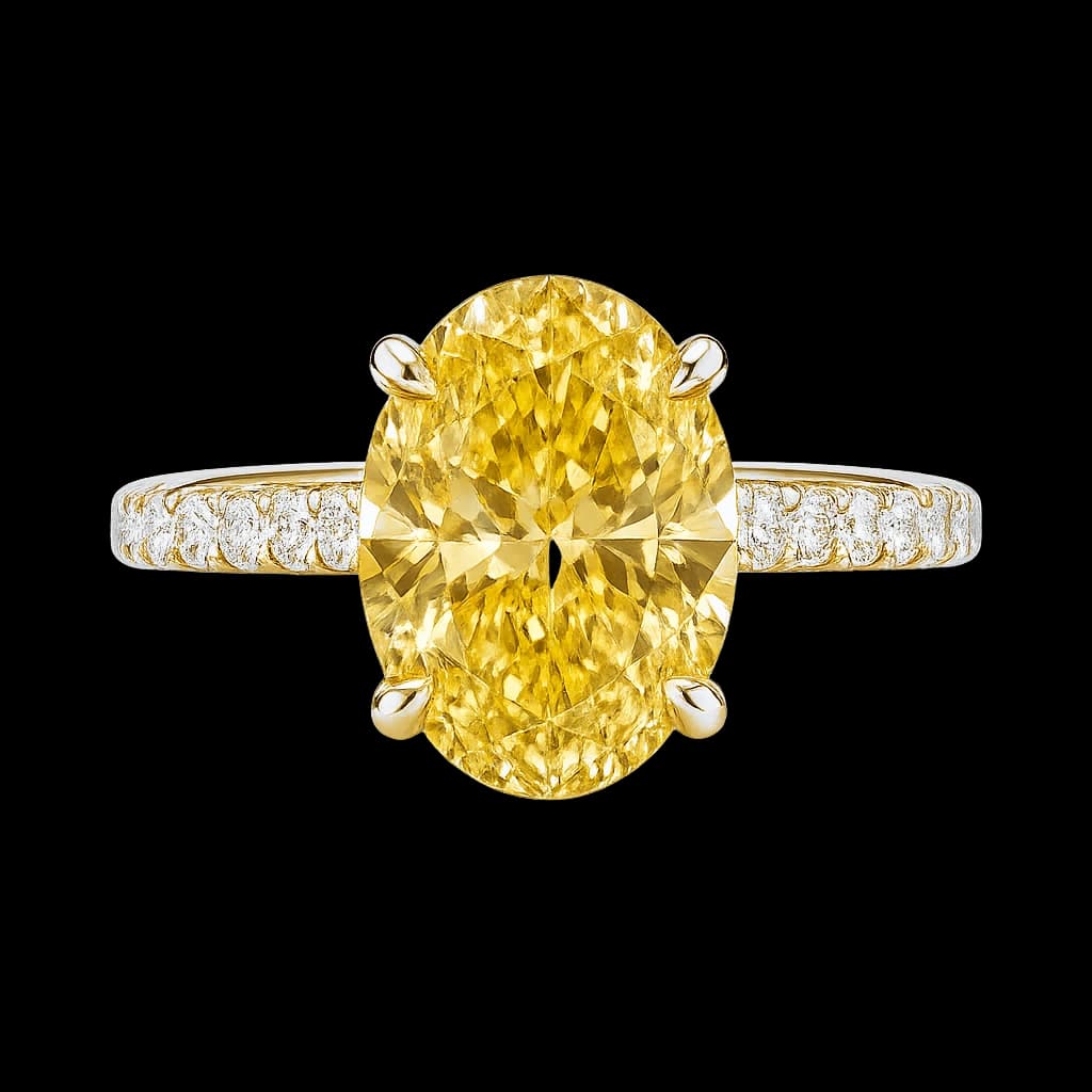 Yellow oval diamond ring
