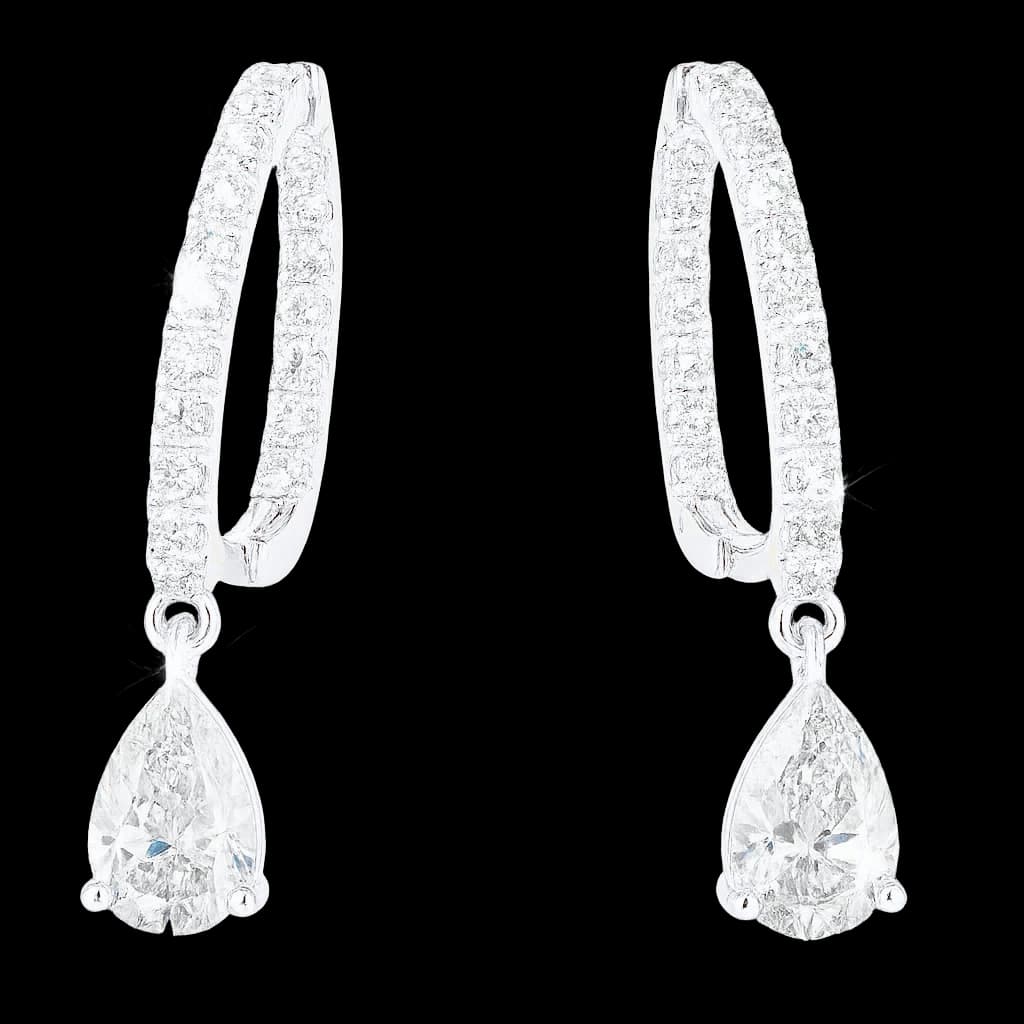 Pear diamond hoop earrings