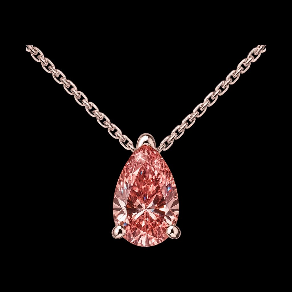 Pink pear diamond pendant