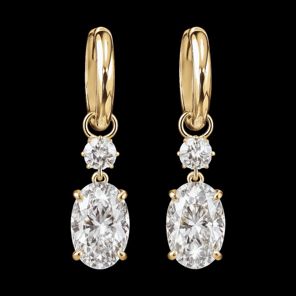 Oval drop diamond earrings