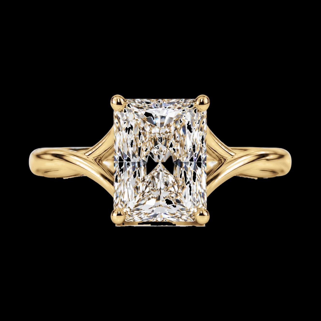 Radiant solitaire engagement ring